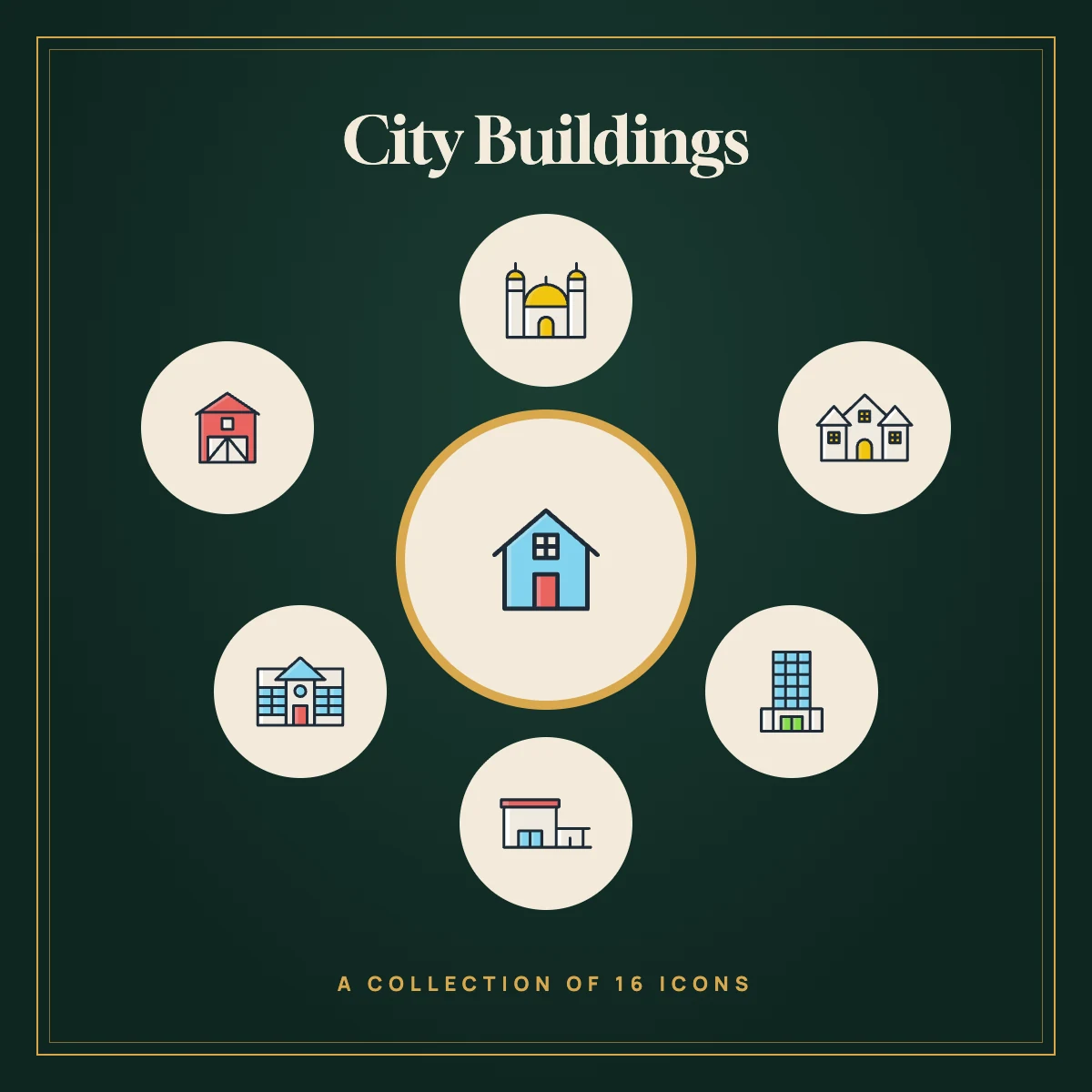 City Buildings Icon Collection (Colour)